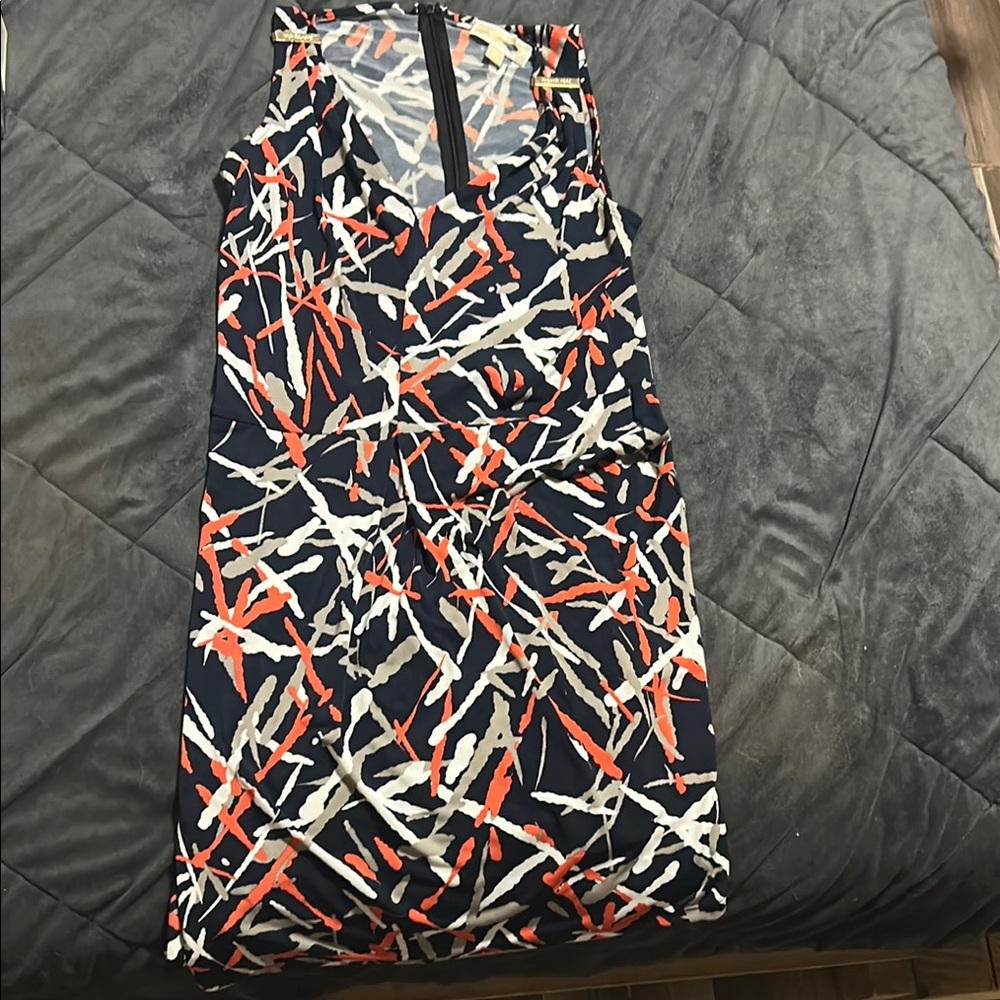 Abstract Print Sleeveless Dress - Multicolor